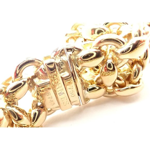 Rare! Vintage Authentic Hermes 18k Yellow Gold Link Necklace - Picture 5 of 9